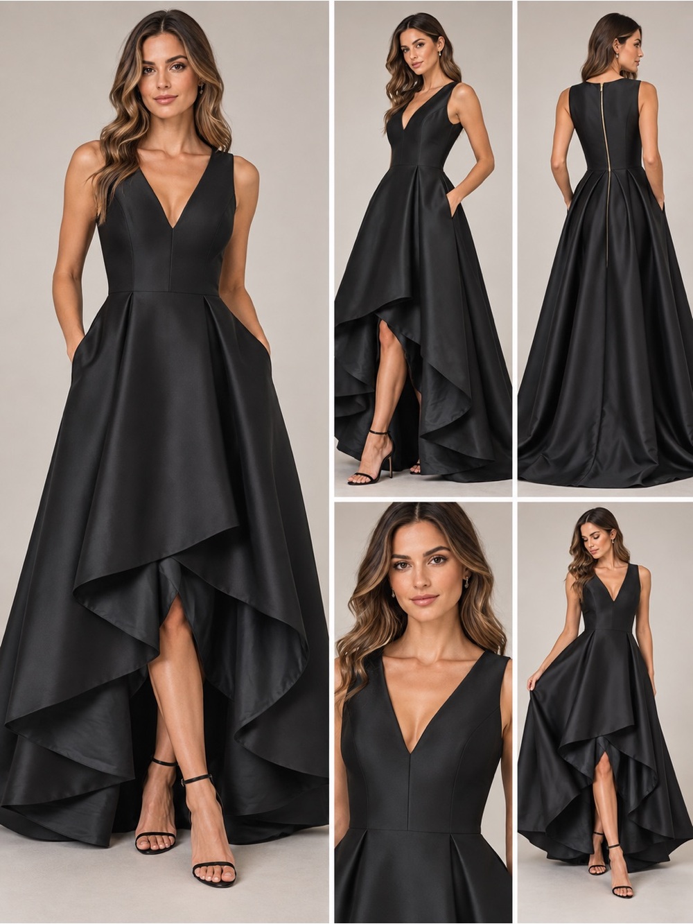 Calvin Klein Black V-Neck Fit & Flare Maxi Gown Dress Size 8 NWT